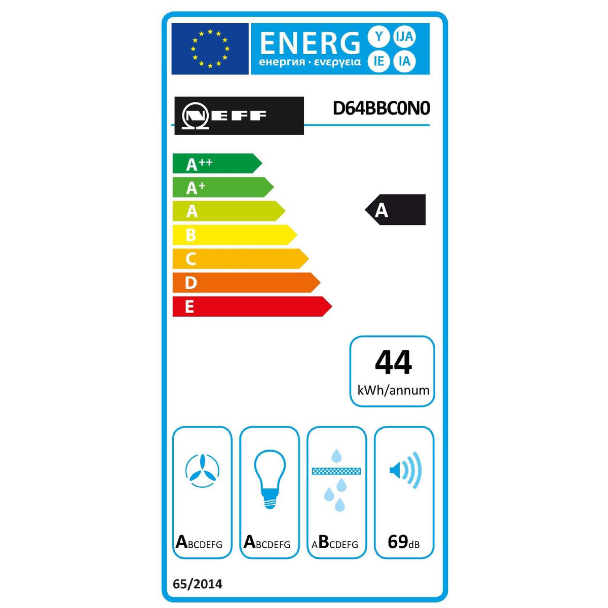 Neff Hotte décorative murale 60cm 590m3/h inox - d64bbc0n0