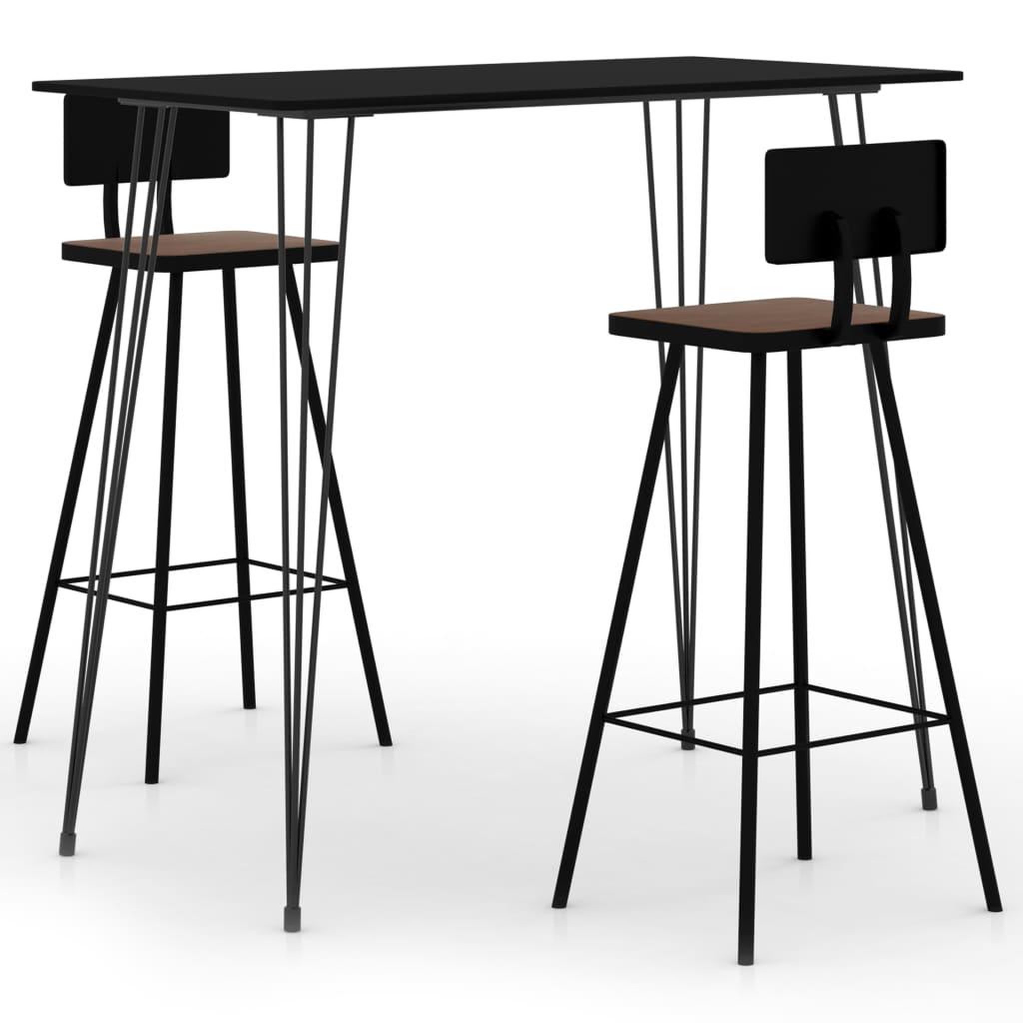 Voir la diapositive 1 : VIDAXL Ensemble de bar 3 pcs Noir