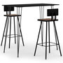 Voir la diapositive 1 : VIDAXL Ensemble de bar 3 pcs Noir
