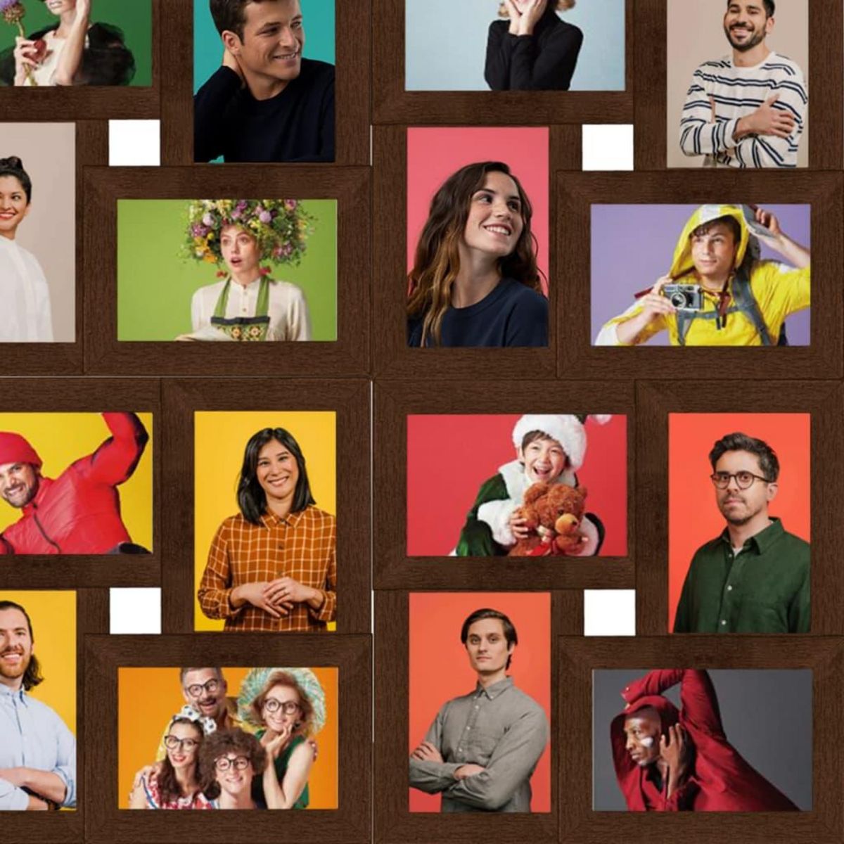 VIDAXL Collage de cadres photo de photo 24x(13x18 cm) Marron fonce MDF