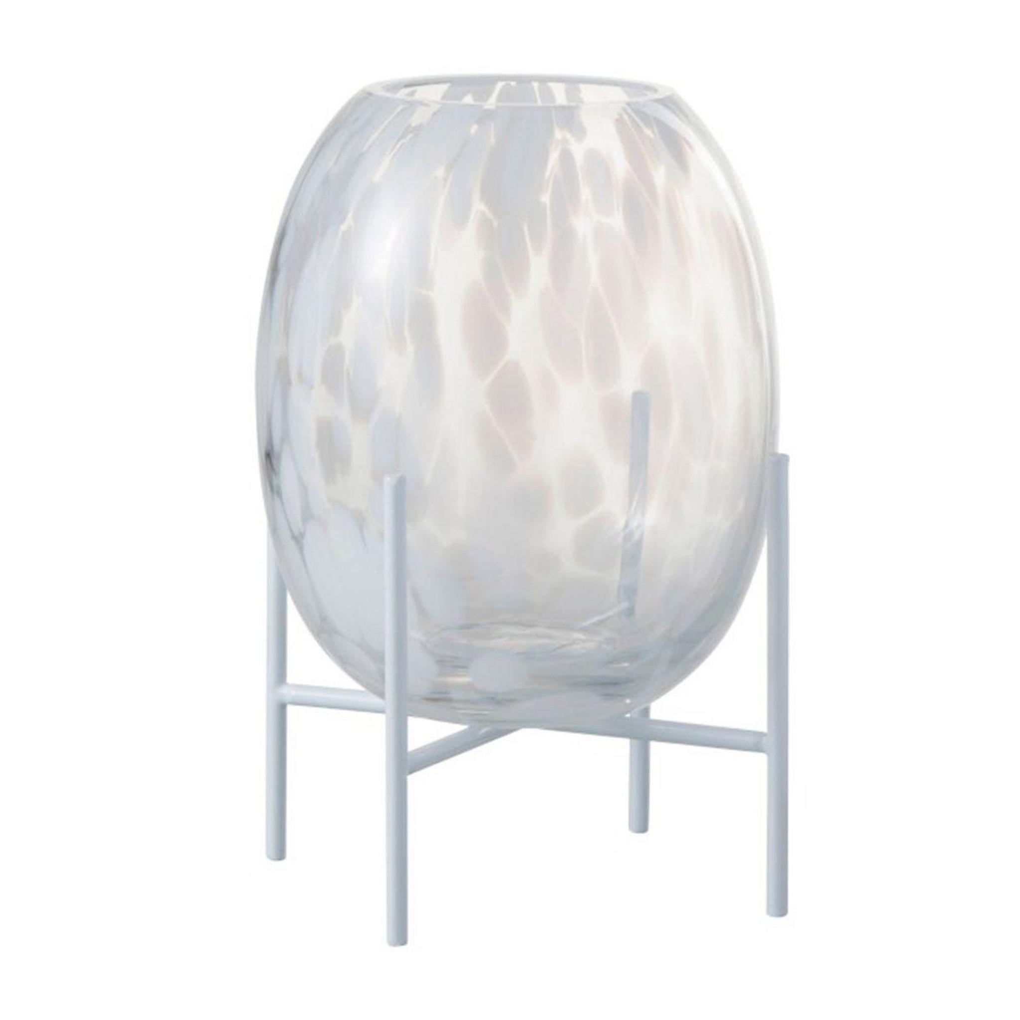 J-LINE Vase sur pied design  pois déco  23cm transparent