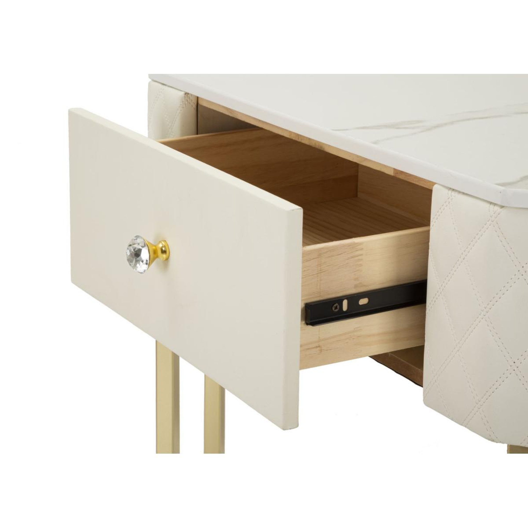 Voir la diapositive 6 : Paris Prix Console d'angle effet marbre  sharon  84cm blanc & or