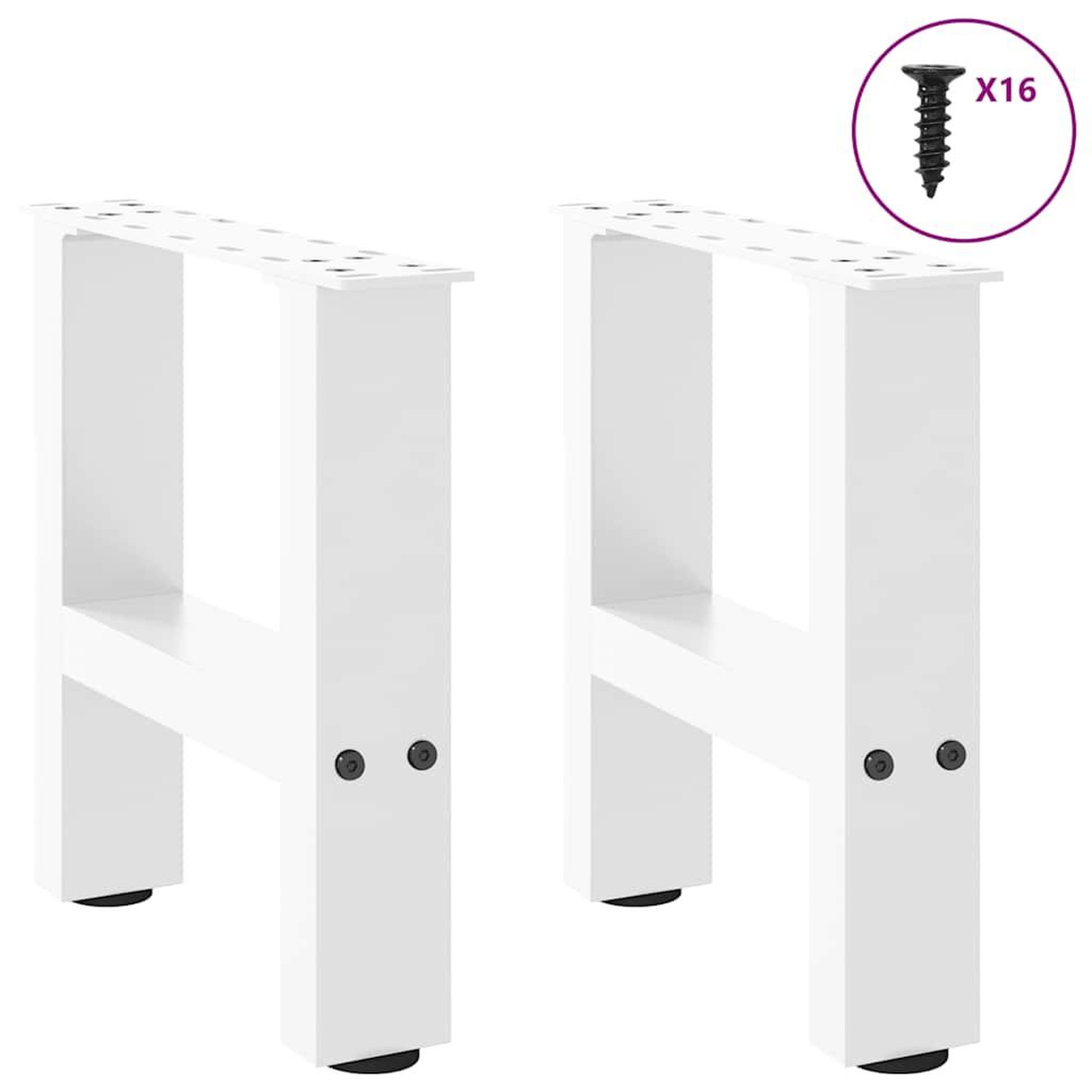 Voir la diapositive 4 : VIDAXL Pieds de table basse blanc 2 pcs 30x(30-31) cm acier