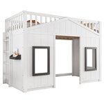 MERAX Lit combiné enfant 90x200cm bois et mdf coloris blanc