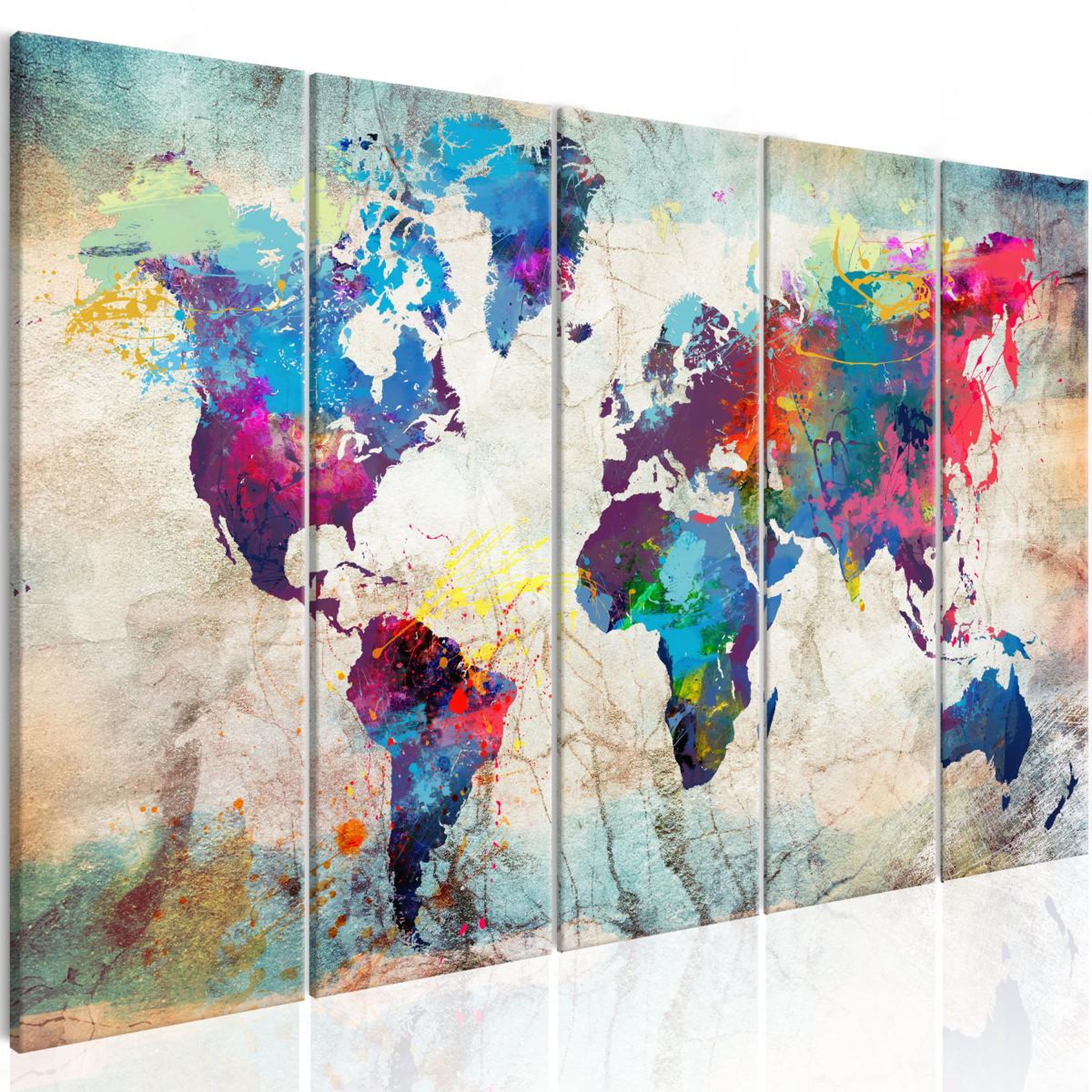 Paris Prix Tableau imprimé  world map : cracked wall. Coloris disponibles : Multicolore