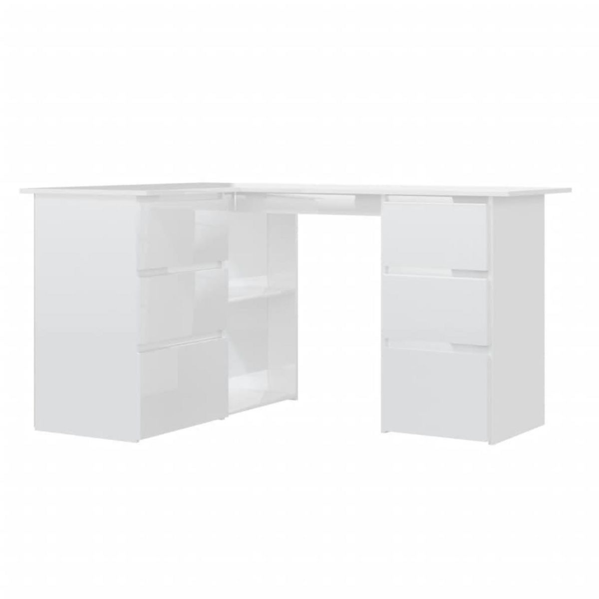 VIDAXL Bureau d'angle Blanc brillant 145x100x76 cm Bois d'ingenierie