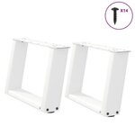 VIDAXL Pieds de table basse forme de U 2 pcs blanc 50x(30-31) cm acier