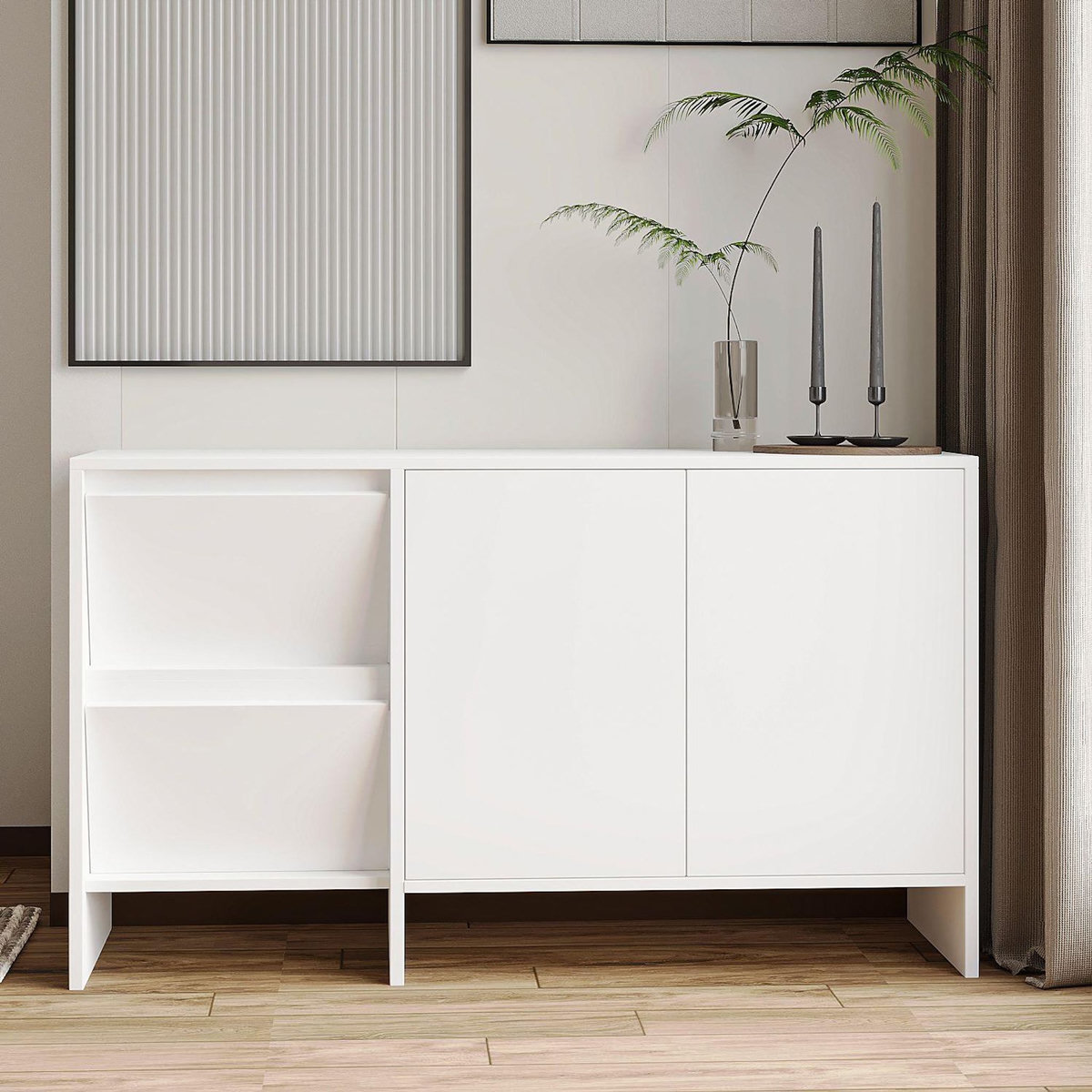 Habitat et Jardin Buffet en bois  Laris 130  - 130 x 44 x 82 cm - Blanc