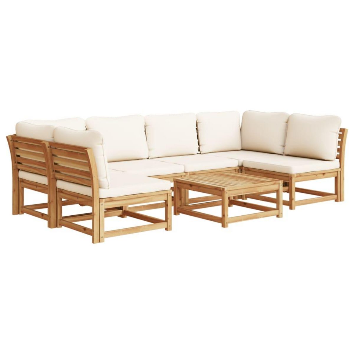 VIDAXL Salon de jardin avec coussins 7 pcs bois massif d'acacia