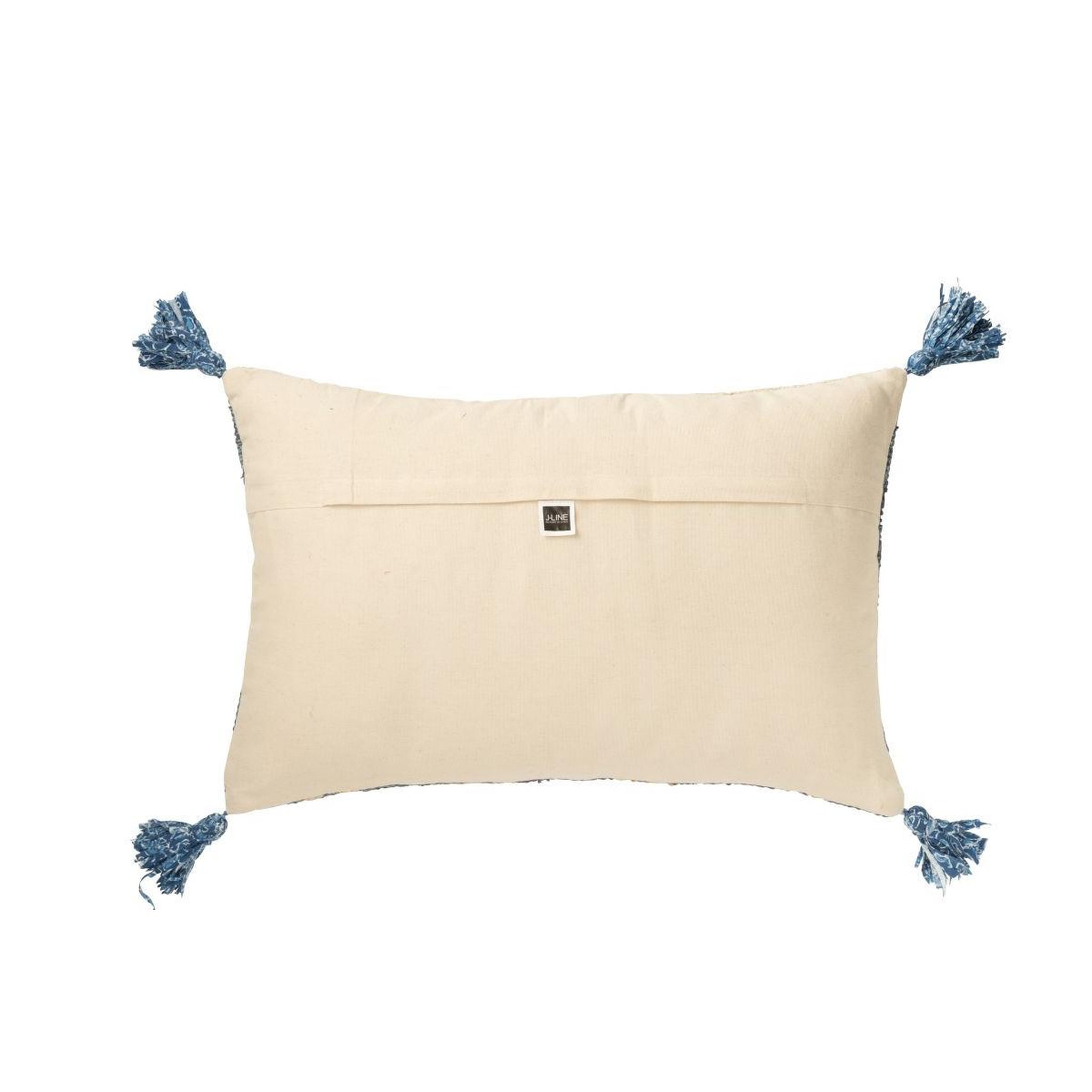 Voir la diapositive 2 : J-LINE Coussin déco en jute  losanges  40x60cm naturel & bleu