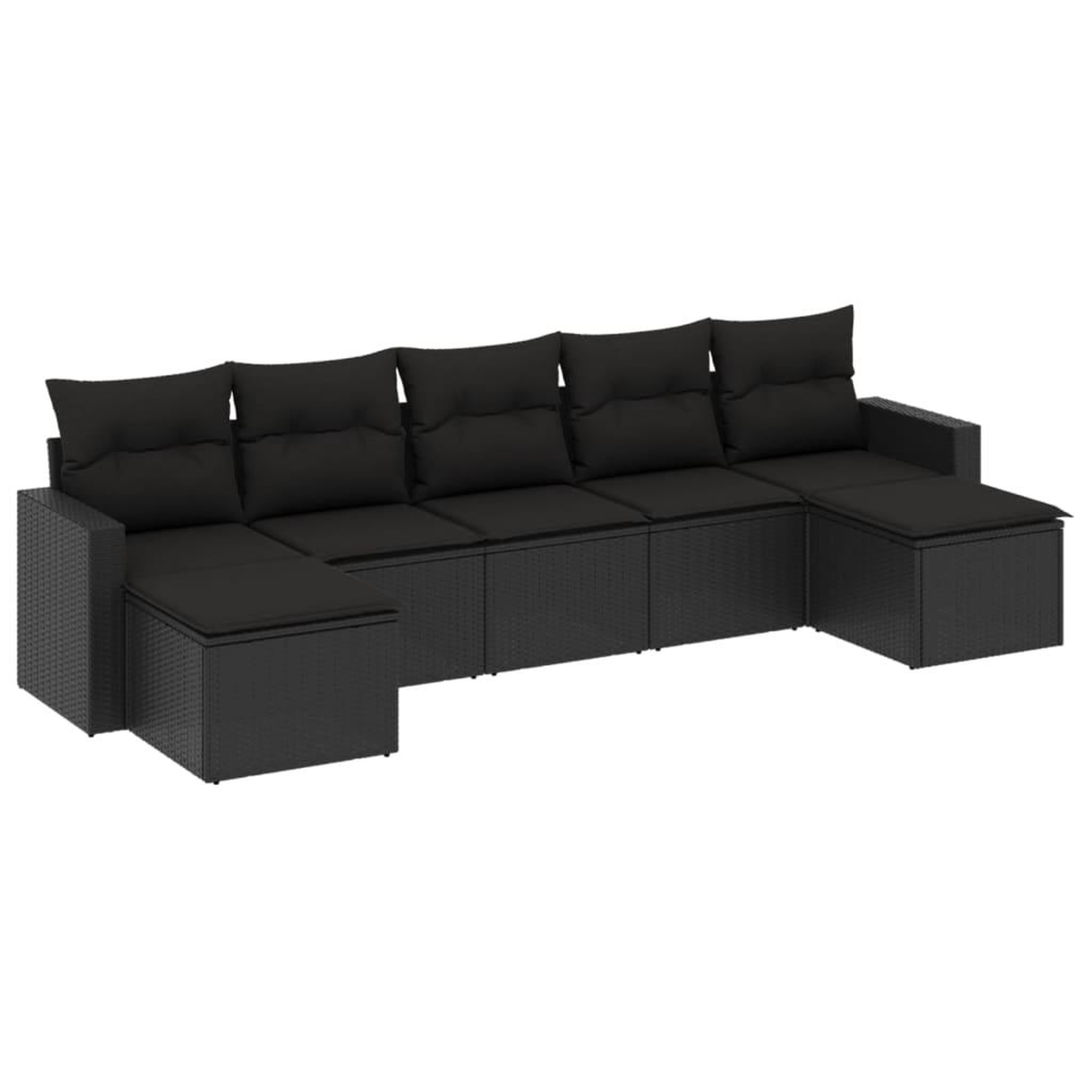 Voir la diapositive 2 : VIDAXL Salon de jardin 7 pcs avec coussins noir resine tressee