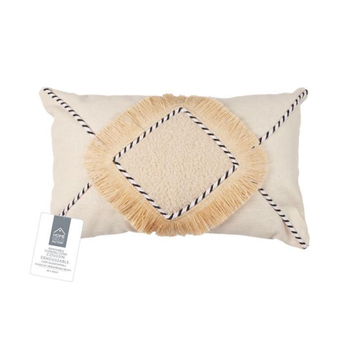 Paris Prix Coussin Déco Bouclette  Crush  30x50cm Beige