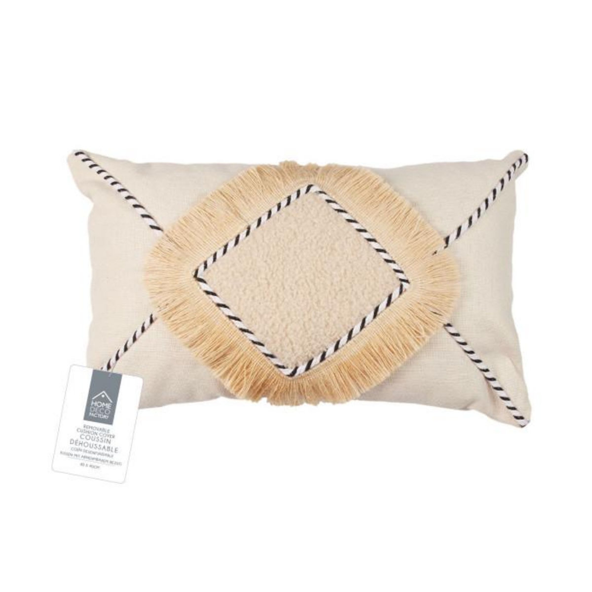 Paris Prix Coussin Déco Bouclette  Crush  30x50cm Beige