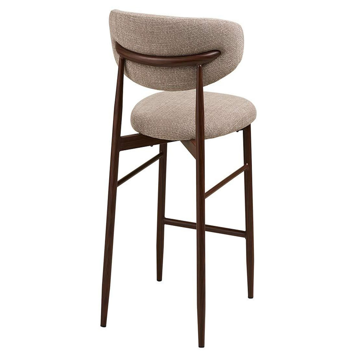 LISA DESIGN Eddie - lot de 2 tabourets en tissu texturé - pieds en acier effet bois