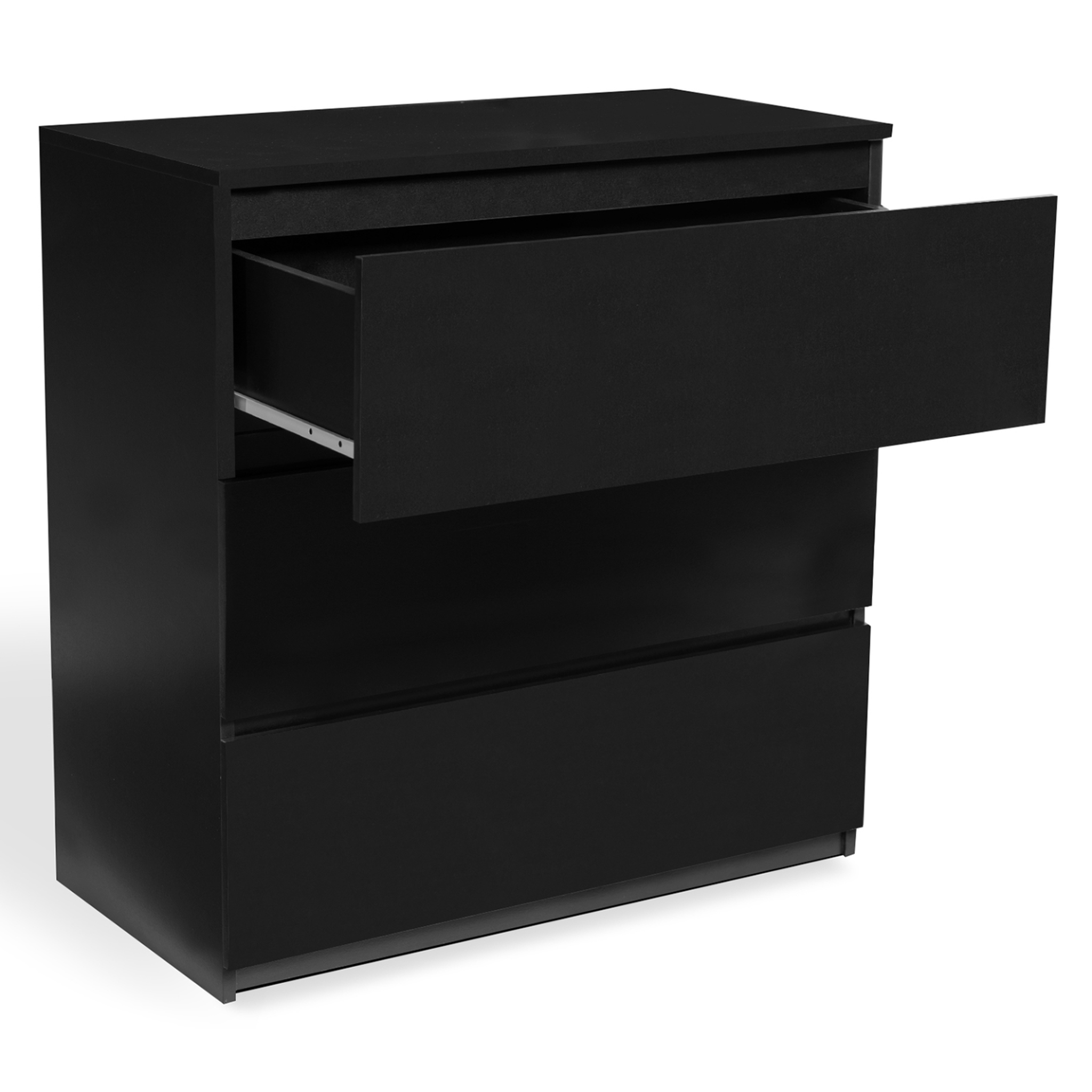 Voir la diapositive 4 : ID MARKET Commode 3 tiroirs tomi 78 cm bois noir