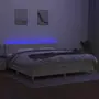 VIDAXL Sommier a lattes de lit et matelas et LED Creme 200x200cm Tissu