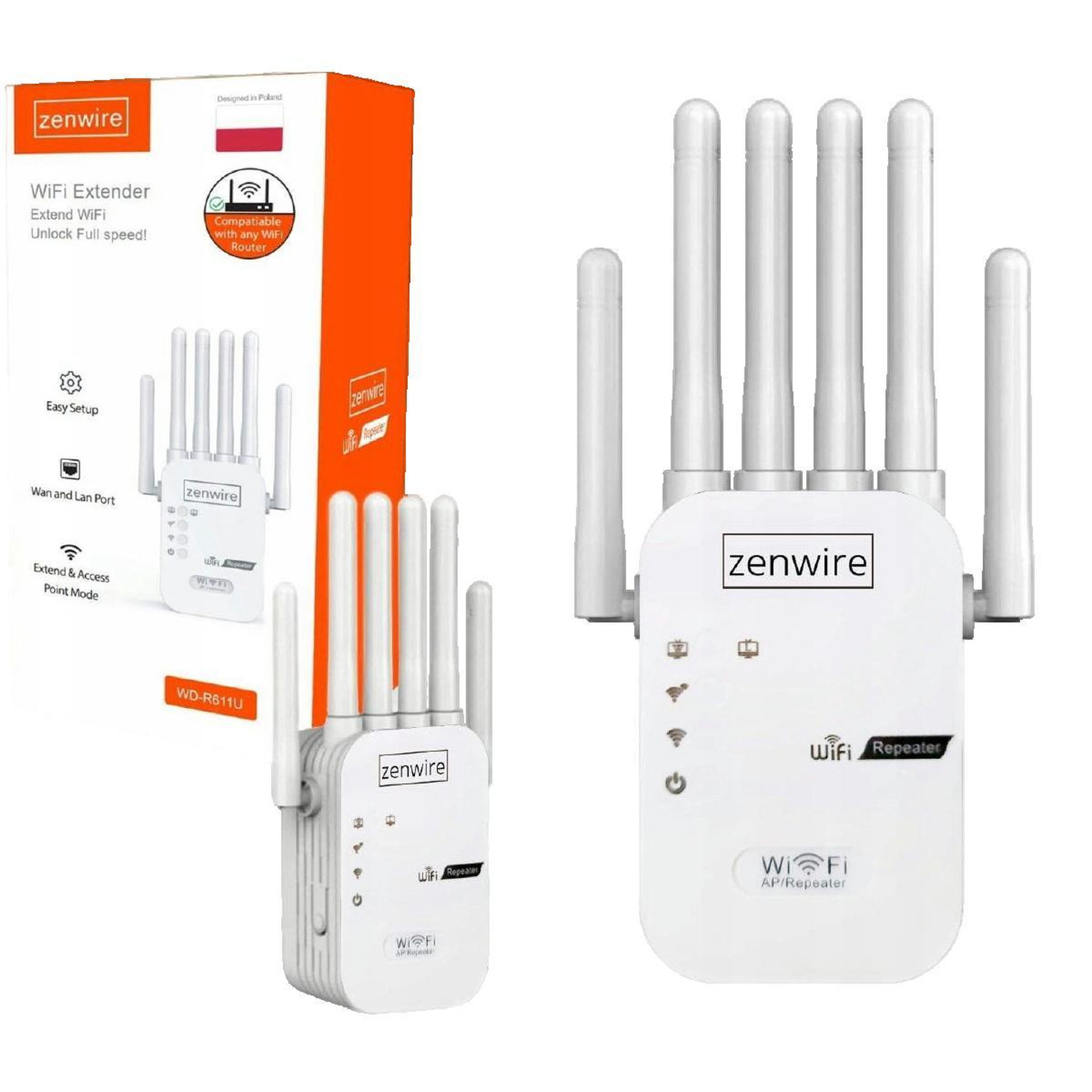 Voir la diapositive 1 : ZEN Amplificateur de signal Zenwire WD-R611U Blanc