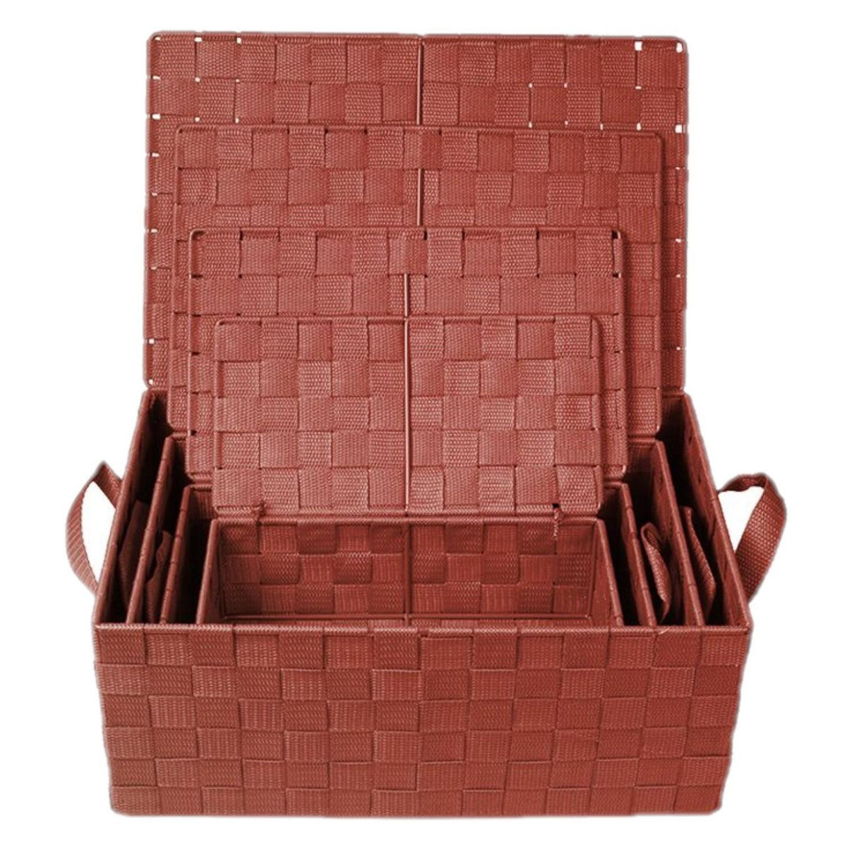 TOILINUX Lot de 4 Corbeilles avec sangles et couvercles en Polypropylène