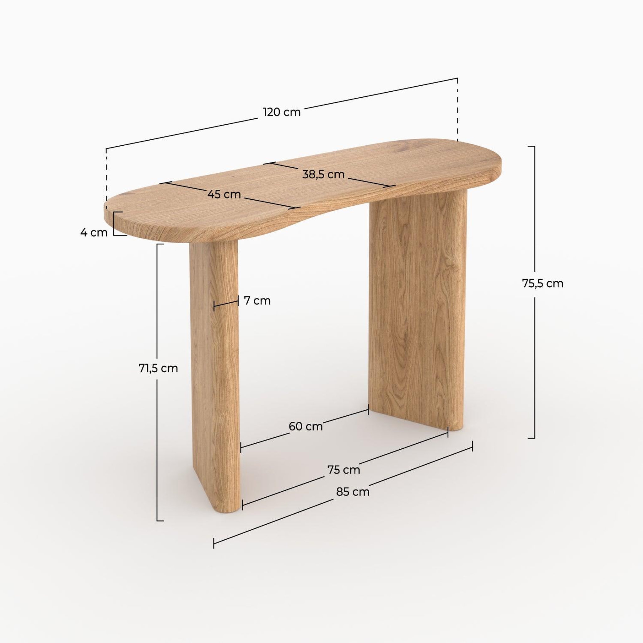 Voir la diapositive 4 : MAISON PAVANE Console en bois massif de mindi-brandan