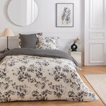FUTURE HOME Parure de lit 2 personnes en coton 57 fils imprimé ecru. Coloris disponibles : Beige