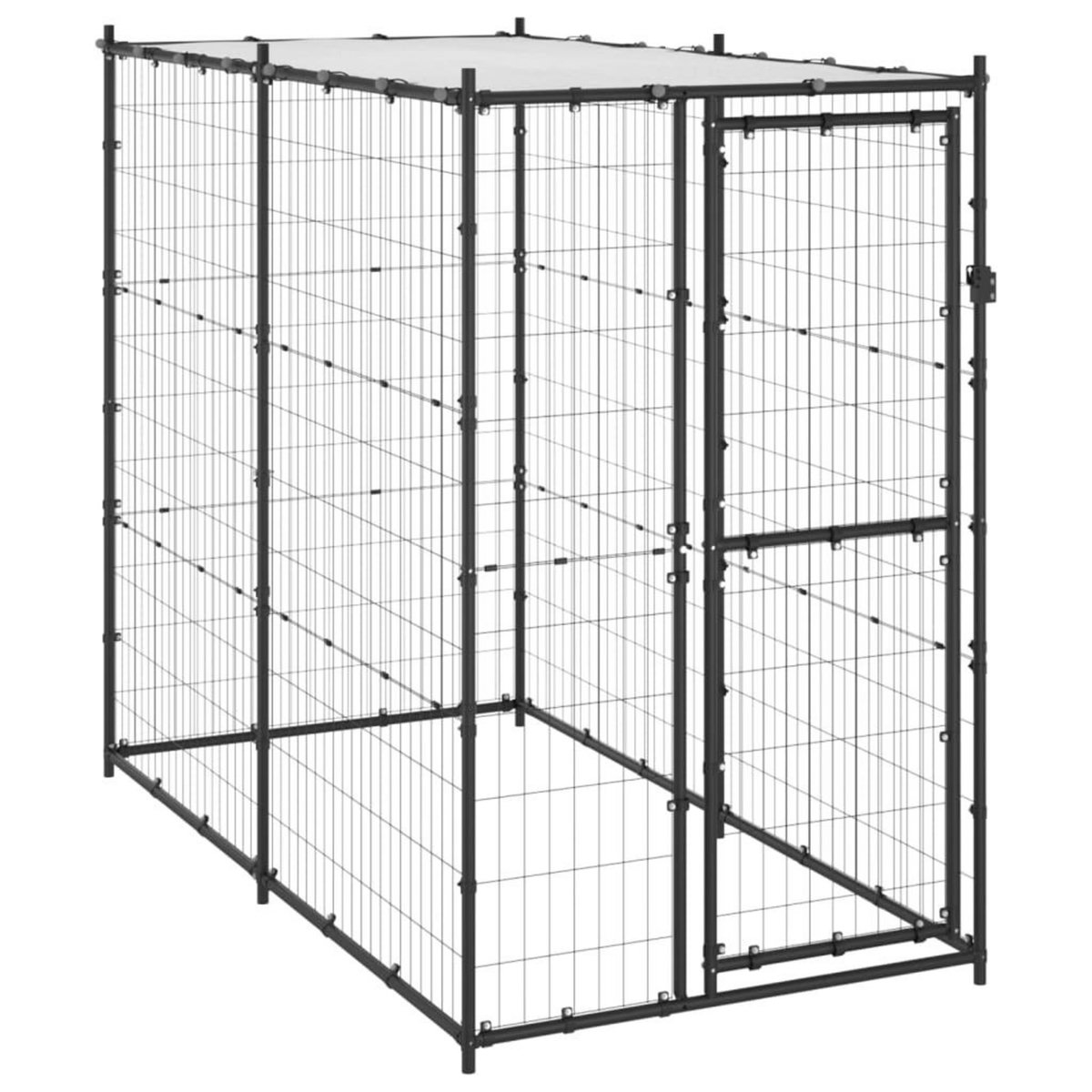 VIDAXL Chenil d'exterieur pour chiens Acier avec toit 110x220x180 cm