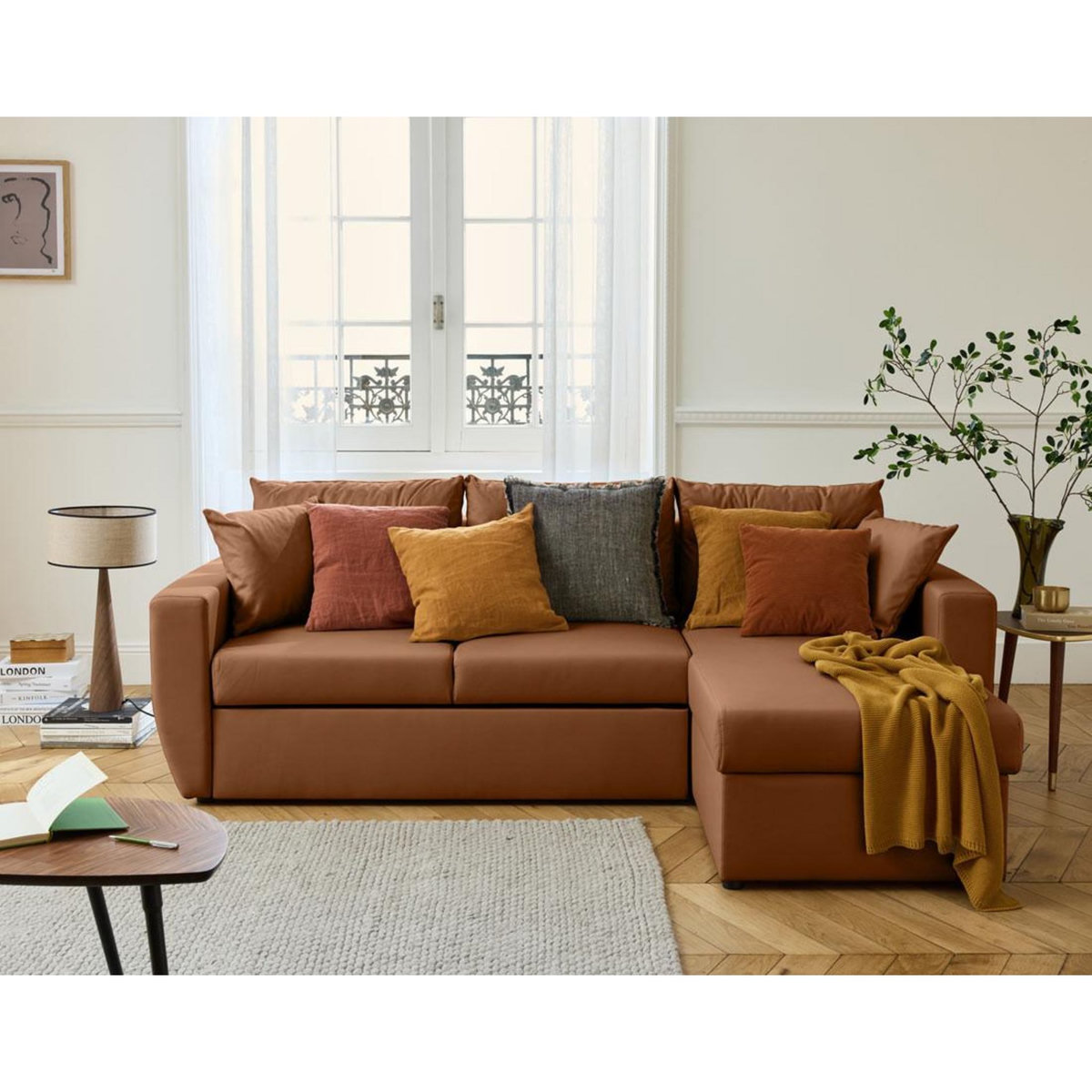 BEST MOBILIER Astoria - canapé d'angle réversible 4 places - convertible avec coffre - en simili