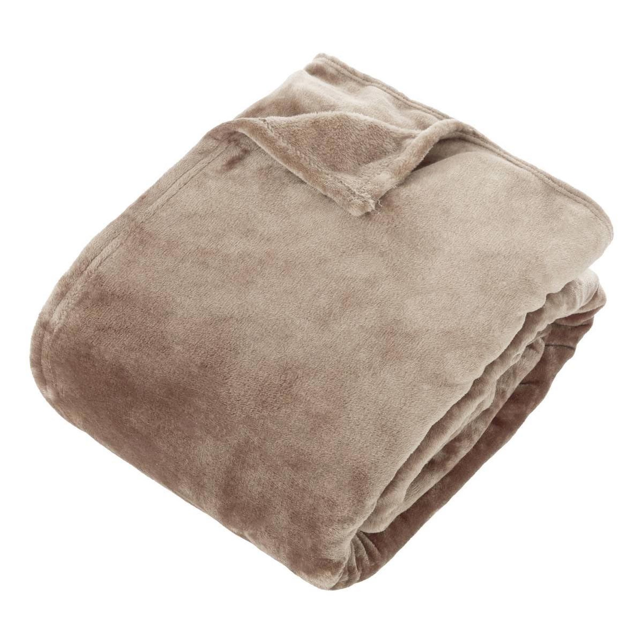 ATMOSPHERA Plaid en flanelle uni  ollis  240x260cm beige lin