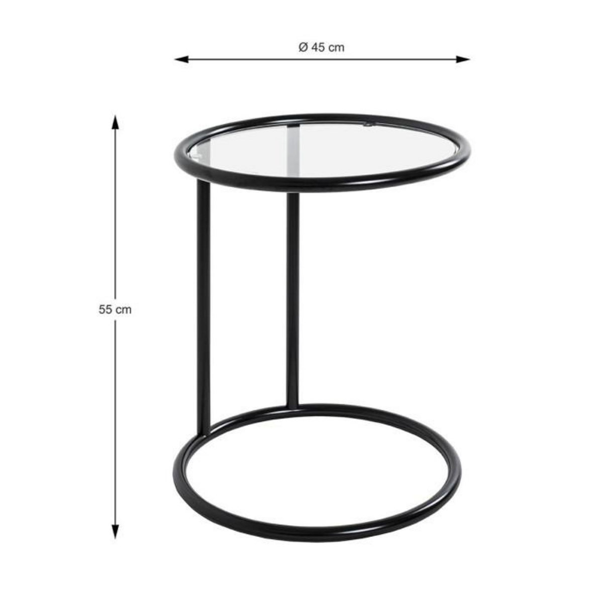 Paris Prix Table d'Appoint Verre  Blaise  55cm Noir