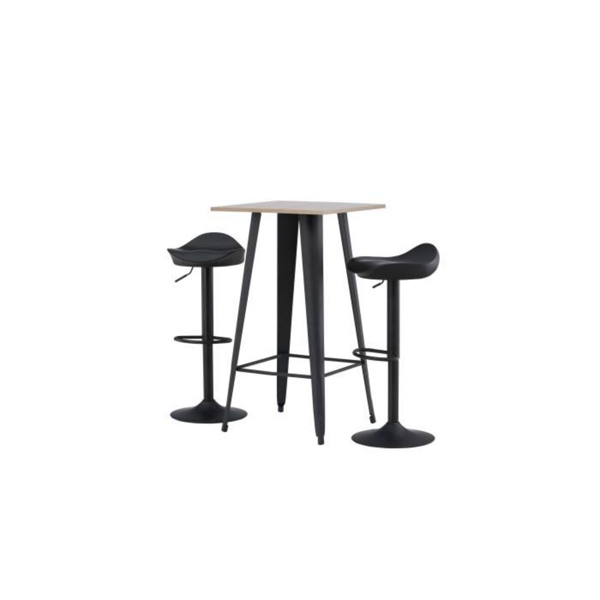Paris Prix Ensemble Table de Bar & 2 Tabourets  Tempe & Adesto  105cm Noyer & Noir