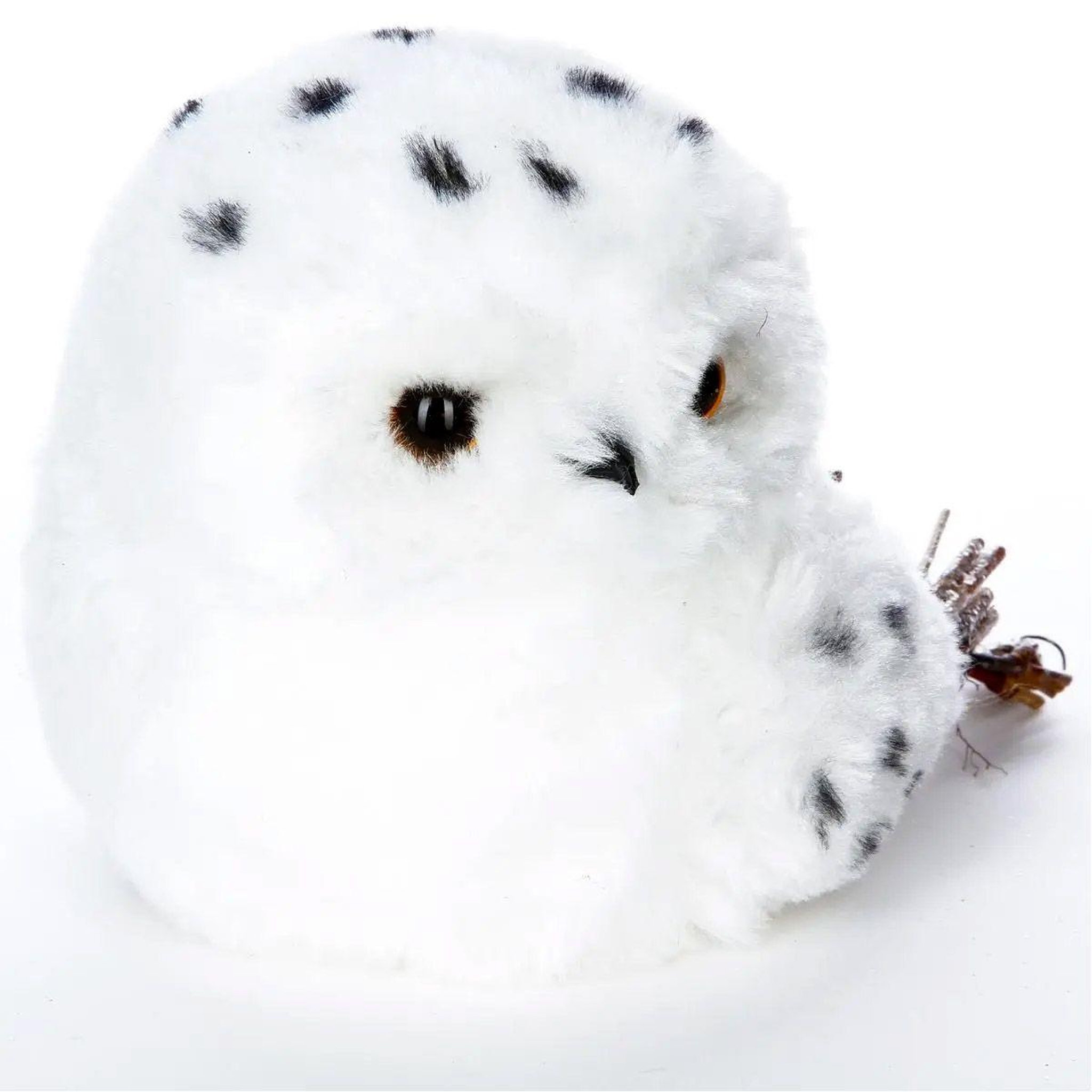 ATMOSPHERA Statuette déco  hibou fourrure  21cm blanc