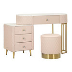 Paris Prix Coiffeuse Avec Pouf Effet Marbre  Sharon  120 Rose & Or