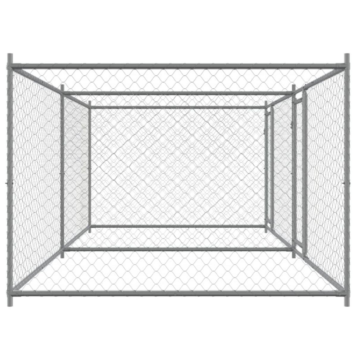 VIDAXL Cage pour chien avec portes gris 4x2x1,5 m acier galvanise