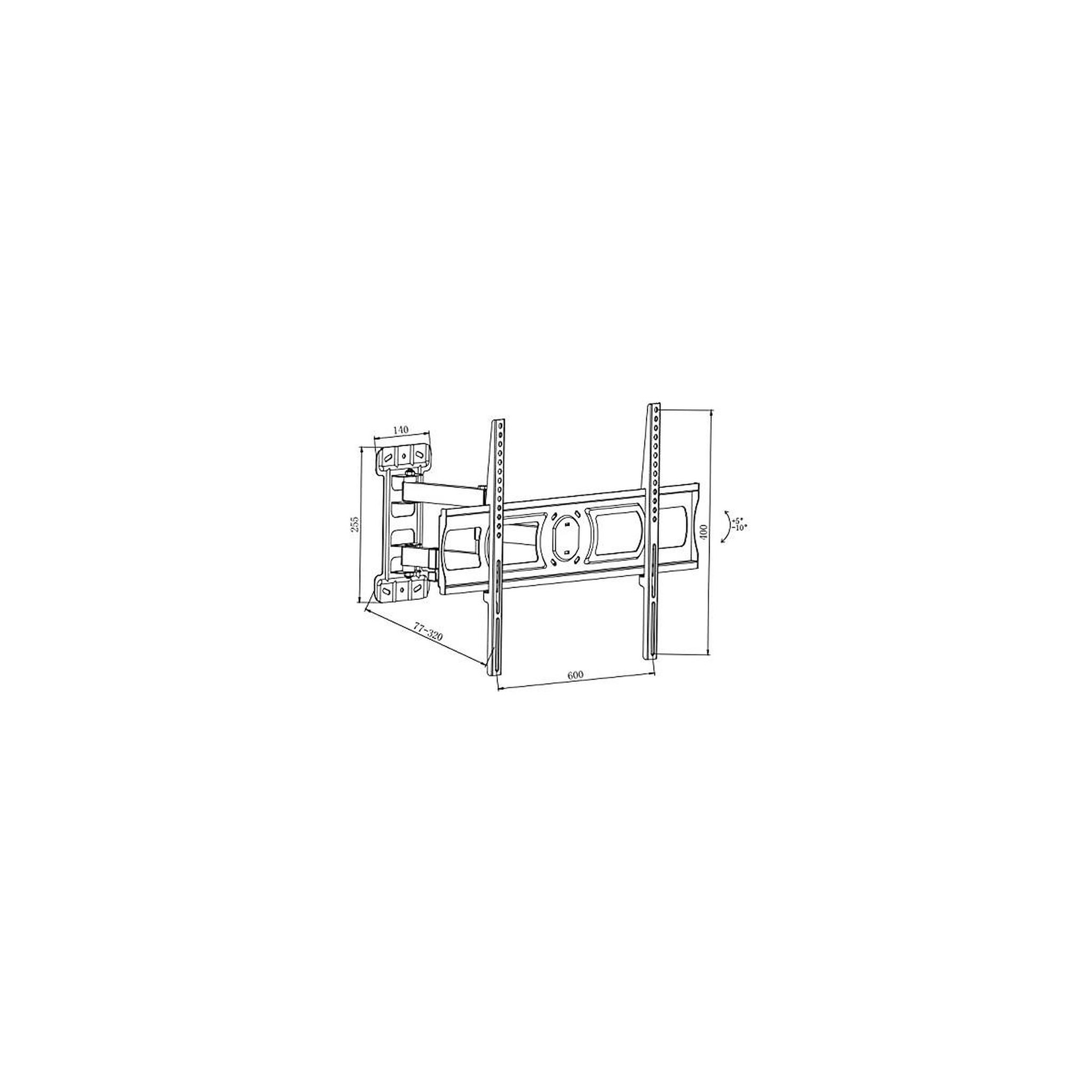 Voir la diapositive 3 : LINK Link lkbr59 support mural pour tv 37 -70  jusqu'à 40 kg – vesa 75x75-400x600 – 3 articulations – orientation verticale 5°-10° et latérale 45° – extension 77-320 mm – noir