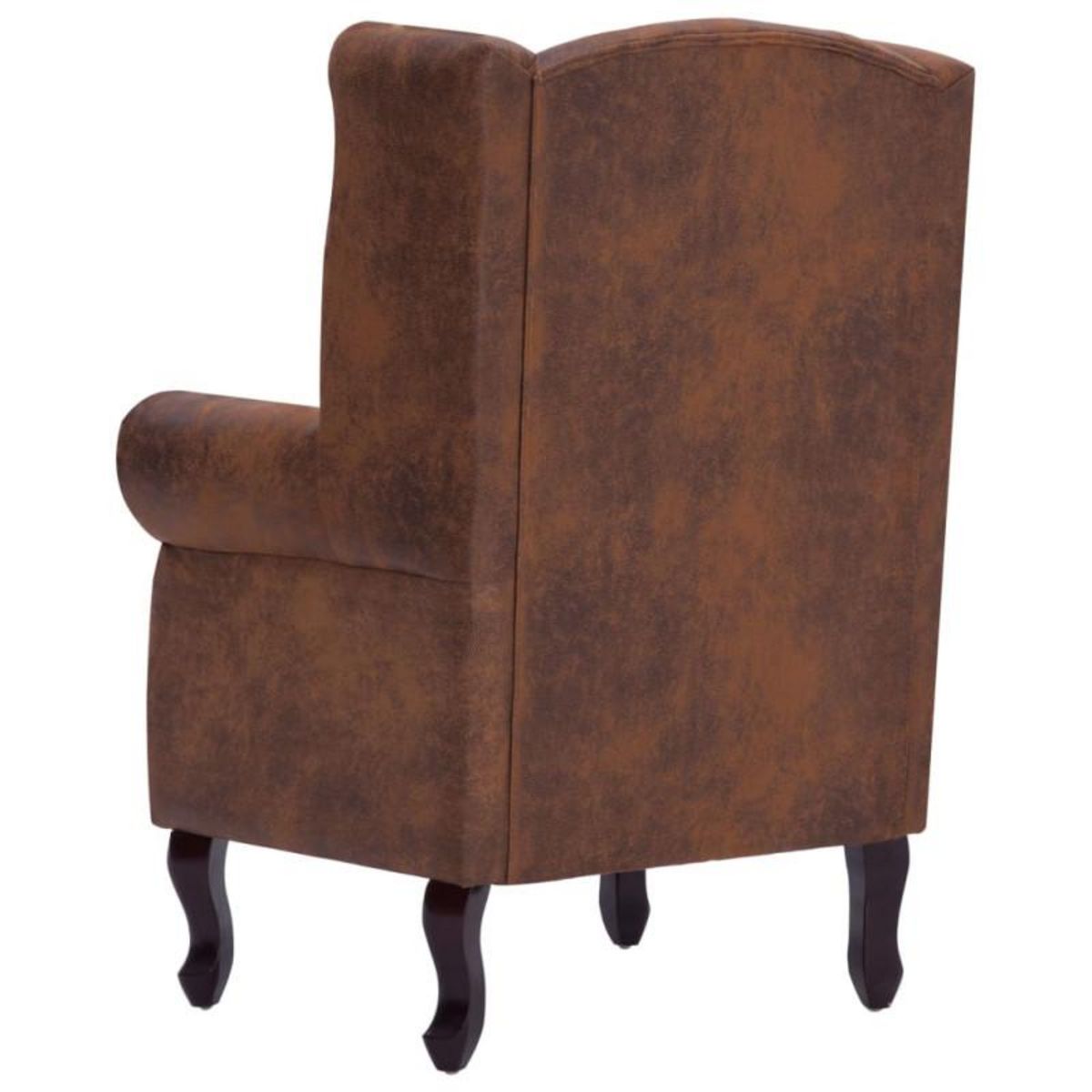 VIDAXL Fauteuil Chesterfield et repose pieds Marron Similicuir daim