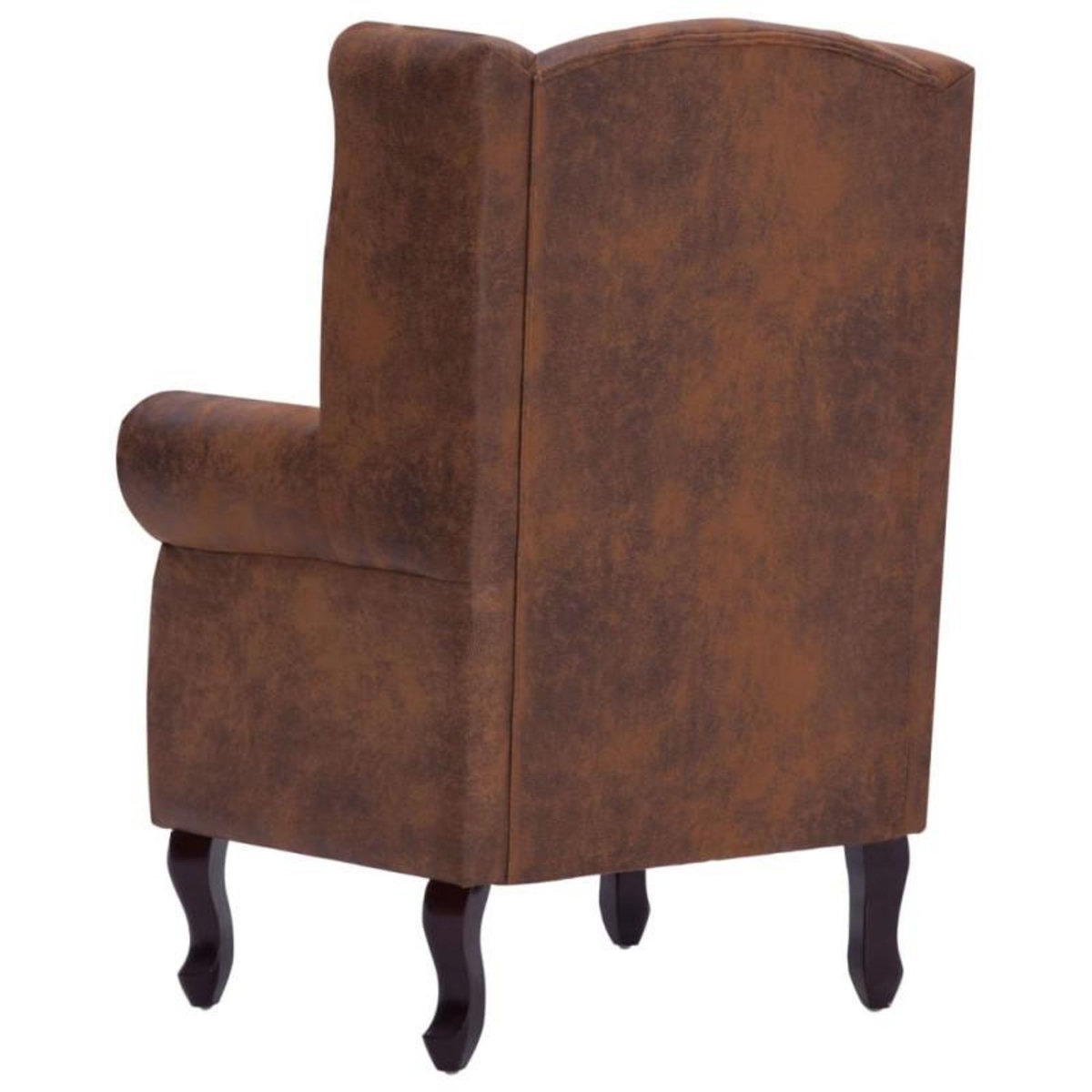 VIDAXL Fauteuil Chesterfield et repose pieds Marron Similicuir daim