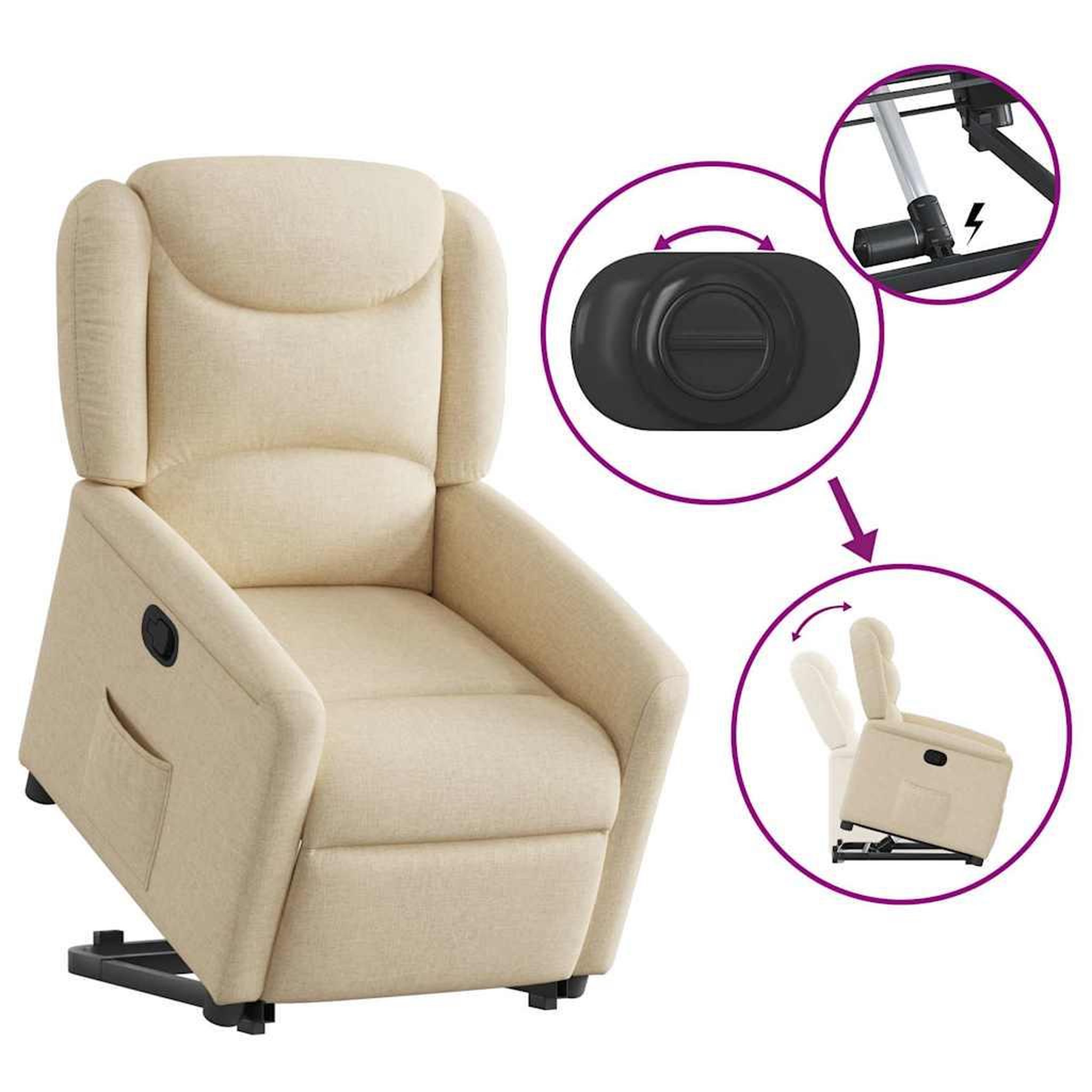 VIDAXL Fauteuil inclinable Creme Tissu