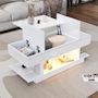 Voir la diapositive 5 : MERAX Table basse relevable rectangulaire blanc - 45x98 cm led panneau de particules