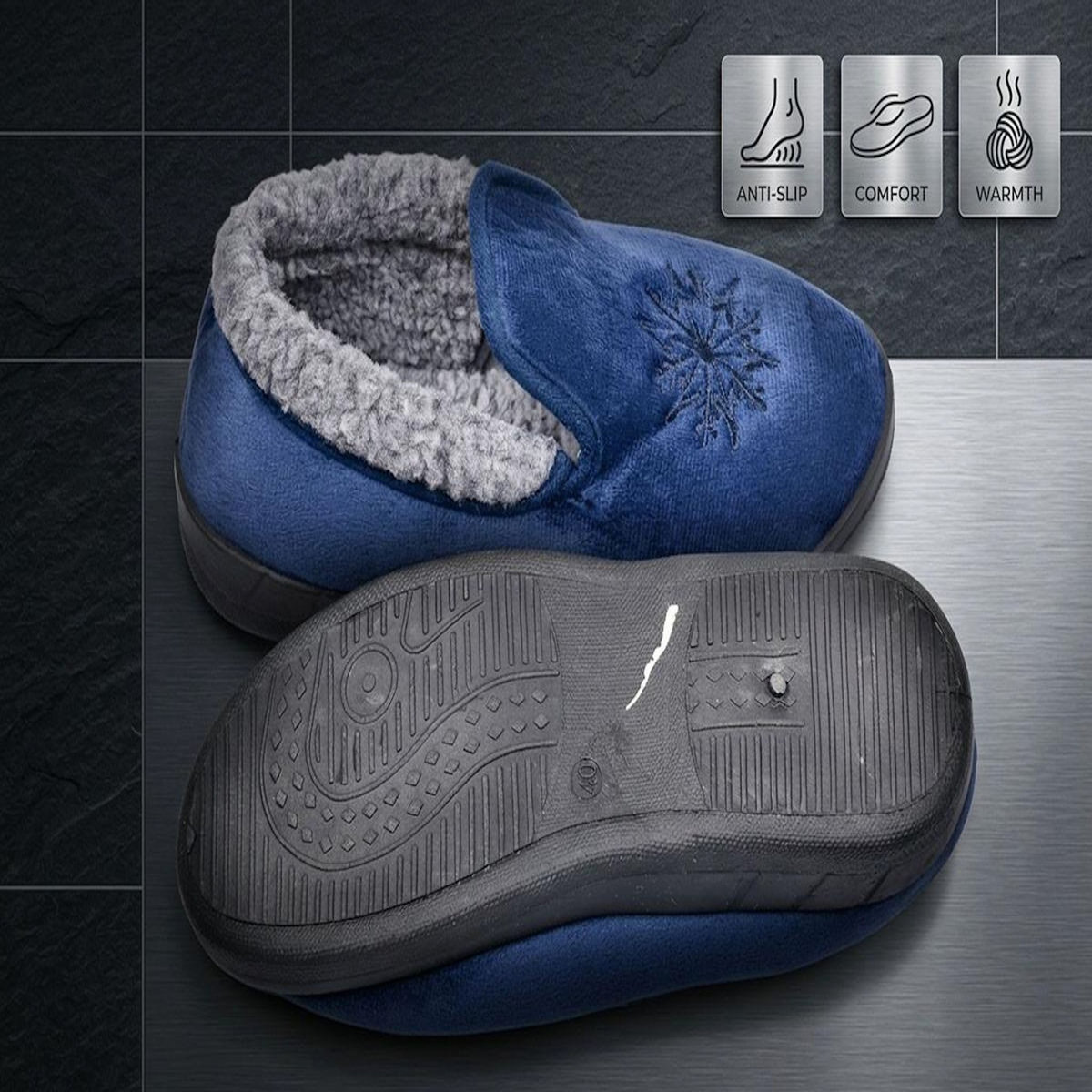 OZABI OZABI Pantoufles Femme Velours Charentaises Chaudes Antidérapantes