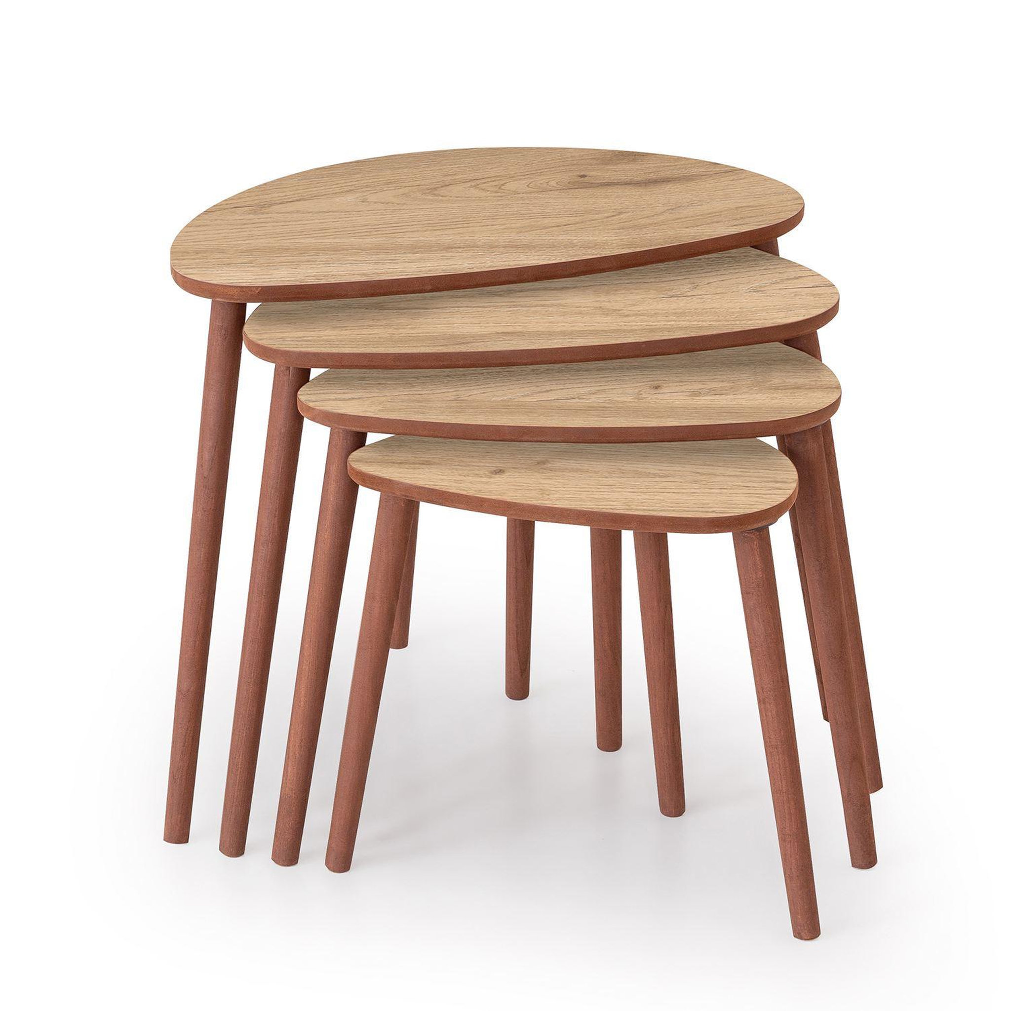Habitat et Jardin Table gigogne (4 pièces) en bois  nora  68 x 45 x 55 cm - chêne