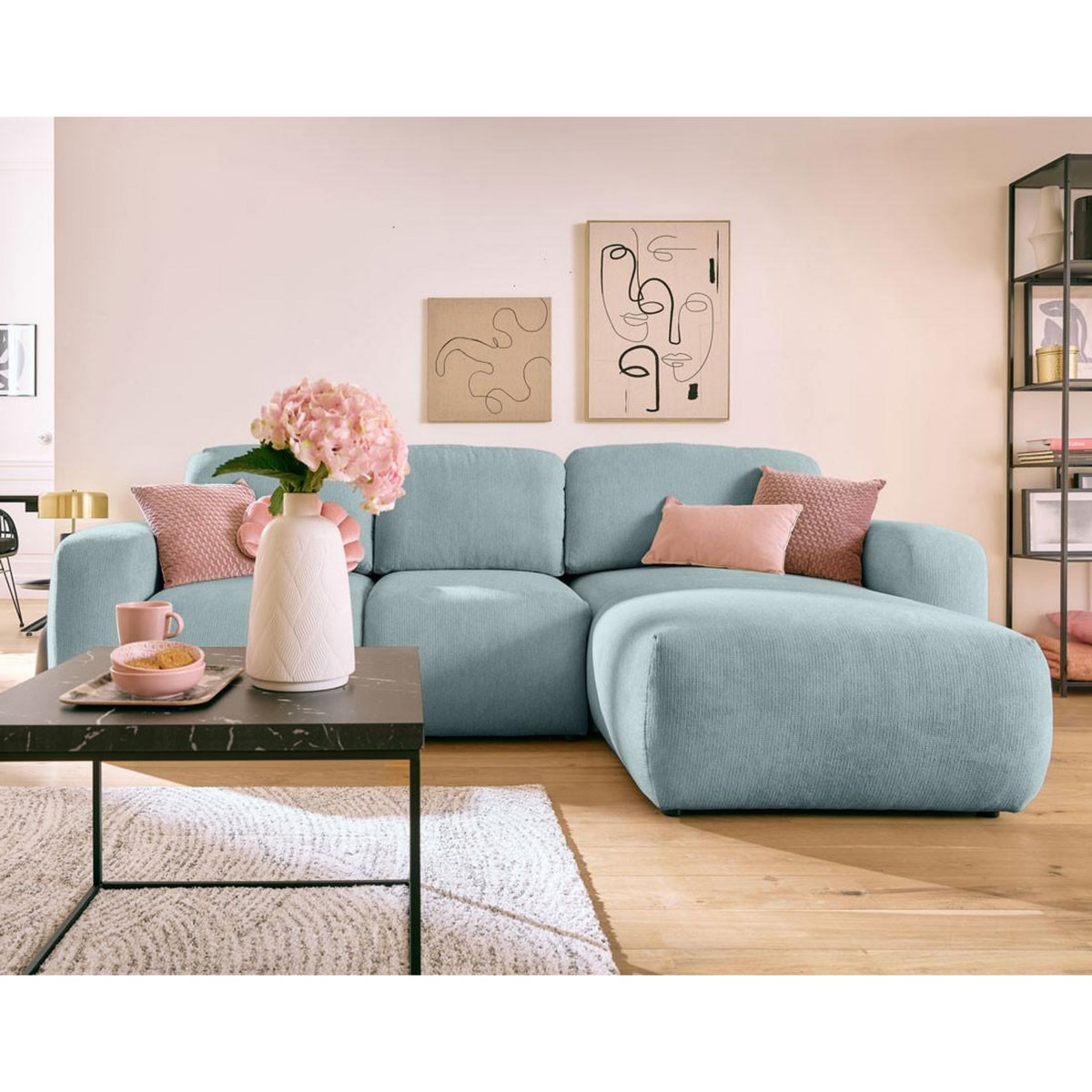 LISA DESIGN Sorrente - canapé d'angle réversible - convertible avec coffre - 4 places - en tissu texturé