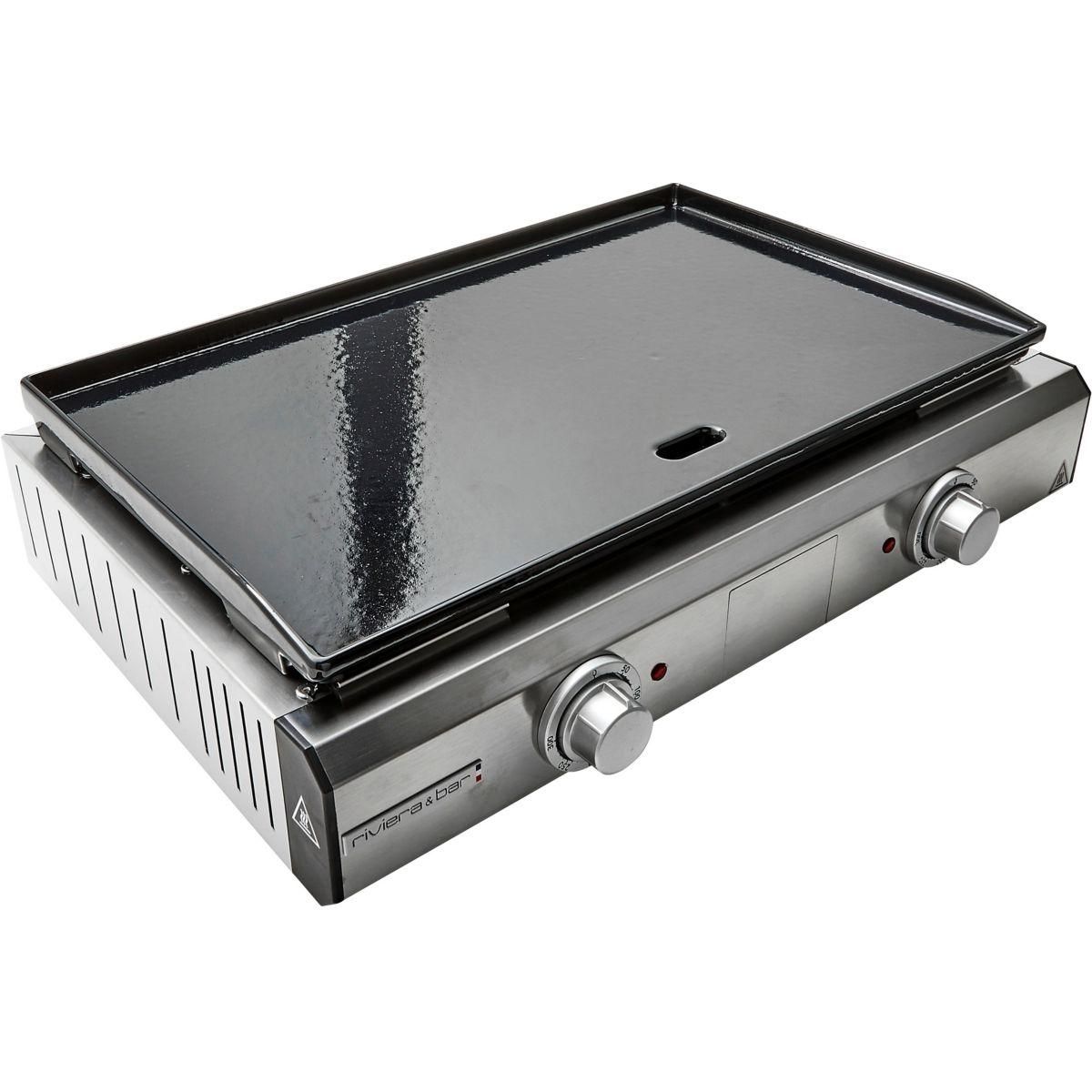 Riviera & Bar Plancha électrique QPL1060 émaillée 2 brûleurs à poser, 57x35 cm