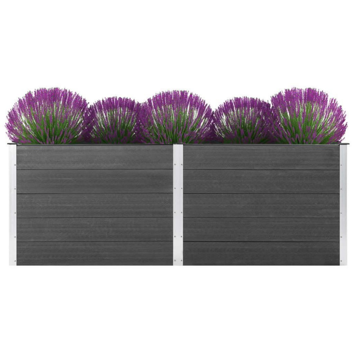 VIDAXL Lit sureleve de jardin 250x50x91 cm WPC Gris