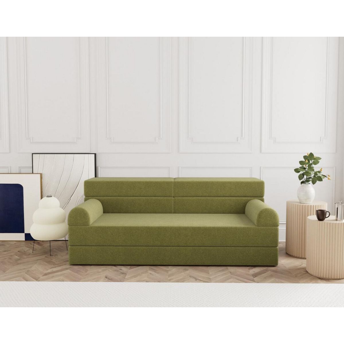 LISA DESIGN Astral - canapé 3 places convertible en velours texturé