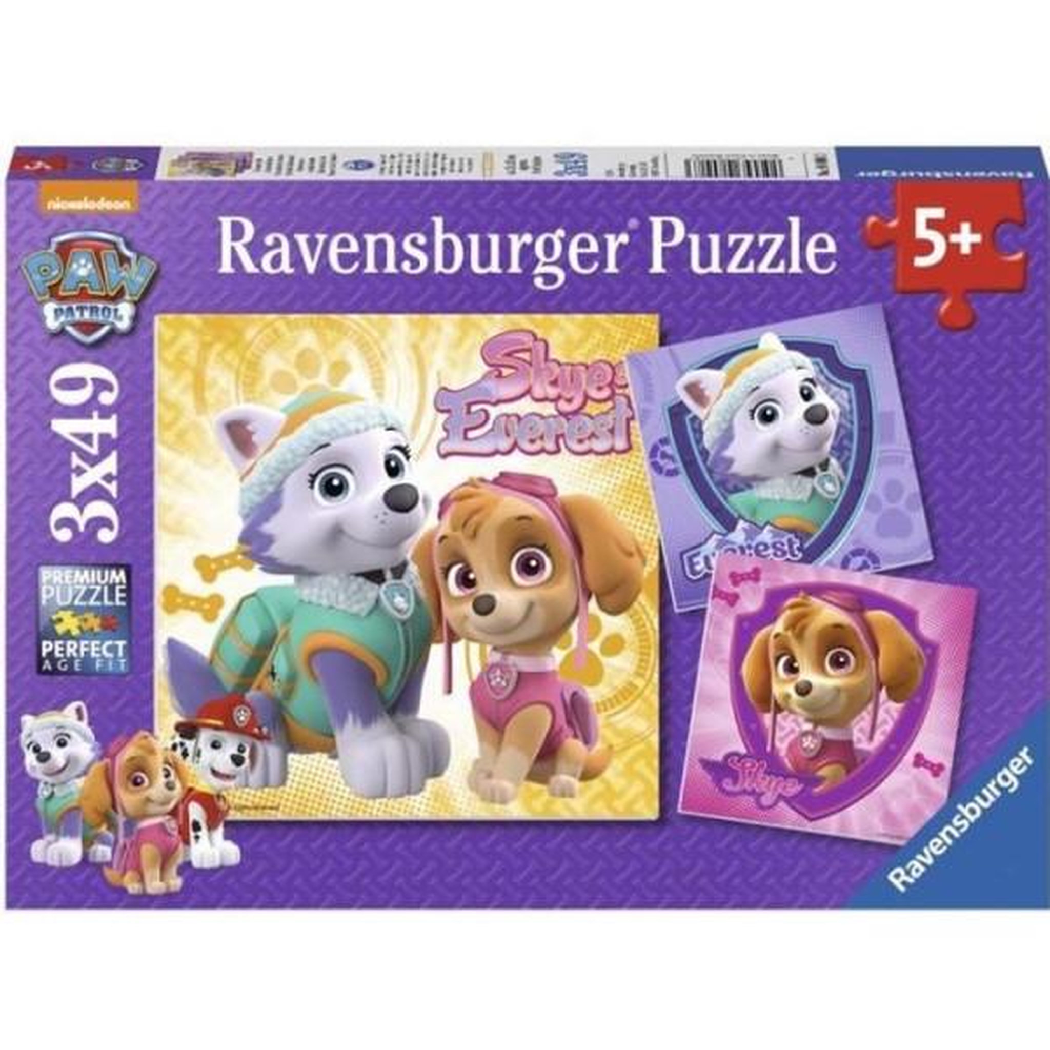 RAVENSBURGER Pat' patrouille puzzles 3x49 pieces - charmantes chiennes - ravensburger - enfant des 5 ans