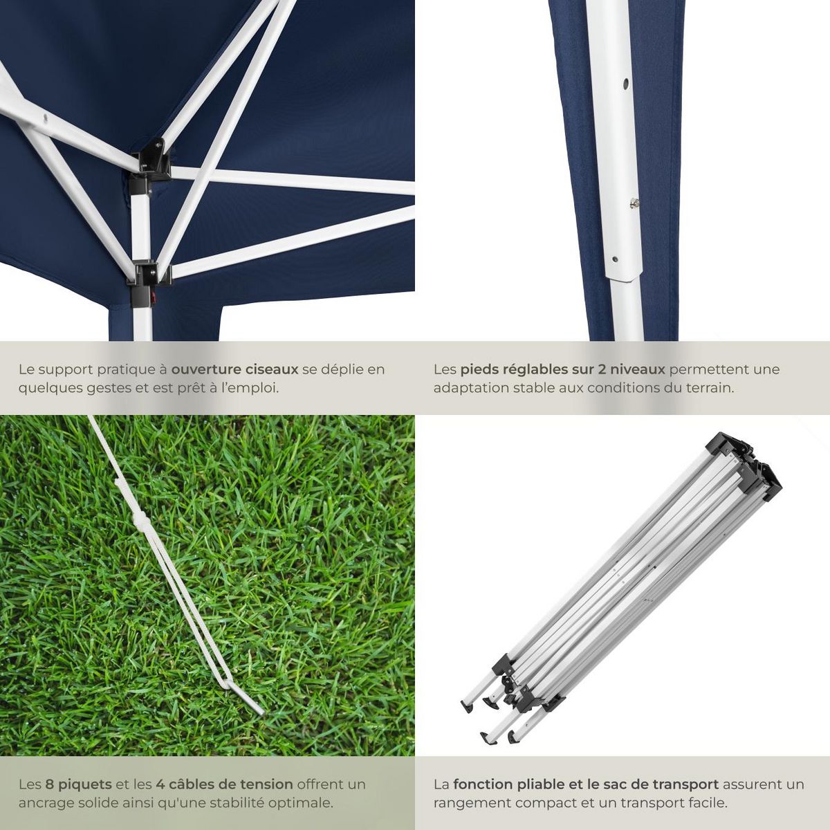 tectake Tonnelle 3 x 3 m bleu