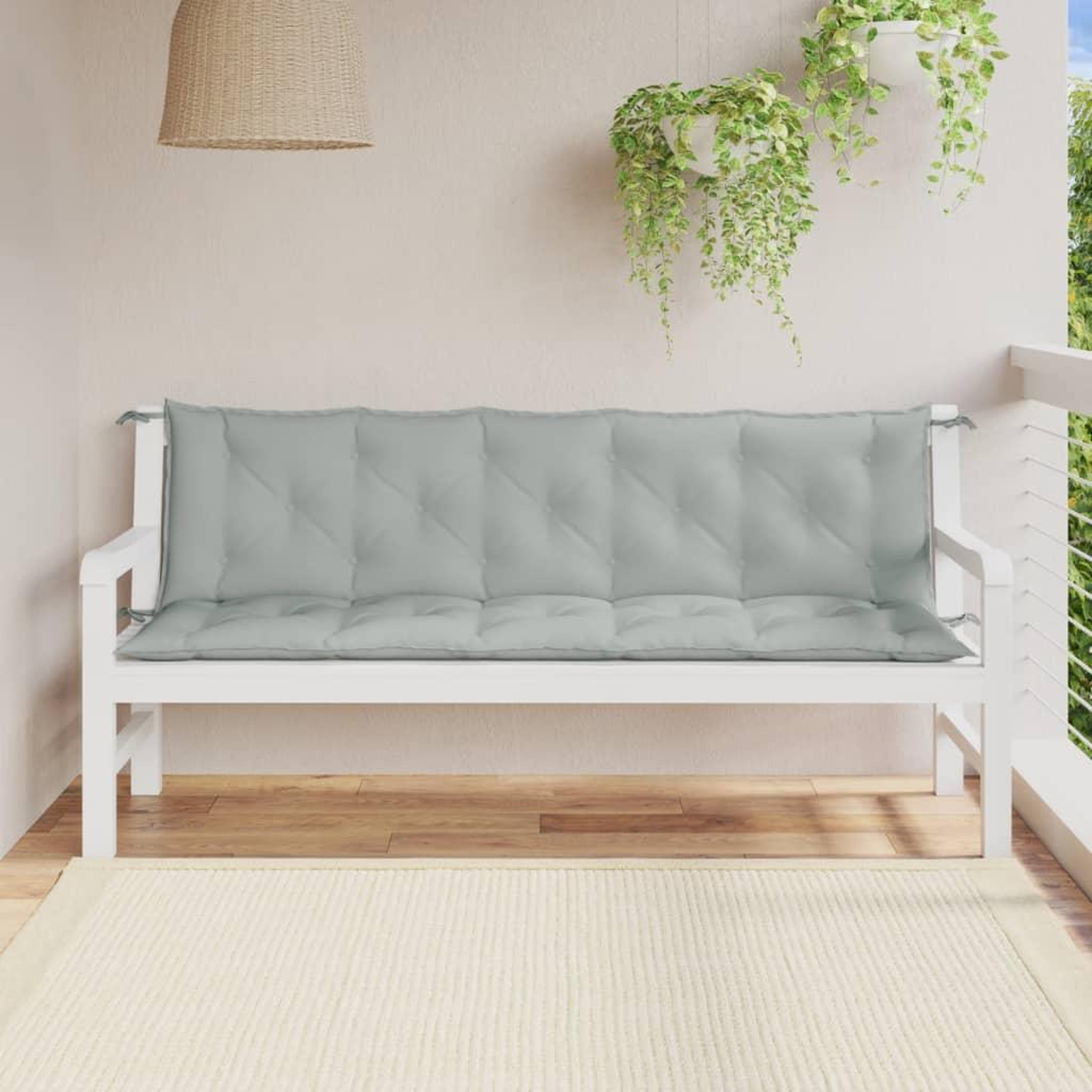 Voir la diapositive 3 : VIDAXL Coussins de banc de jardin lot de 2 gris clair melange tissu