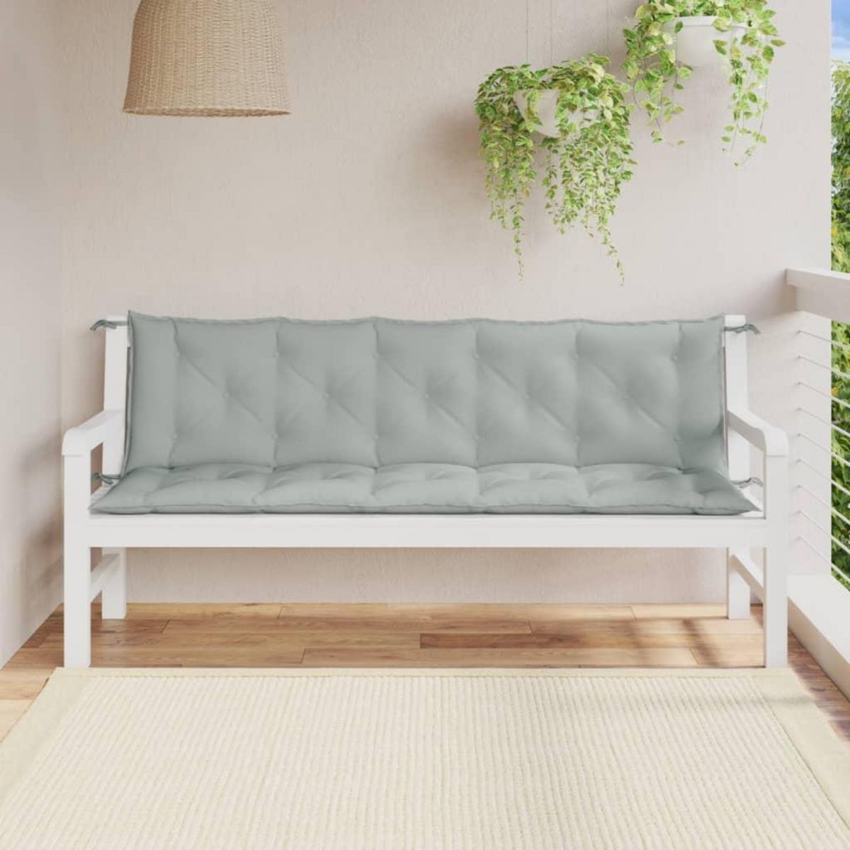 VIDAXL Coussins de banc de jardin lot de 2 gris clair melange tissu