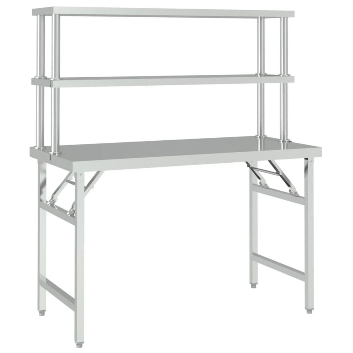 VIDAXL Table de travail de cuisine avec etagere 120x60x145 cm Inox