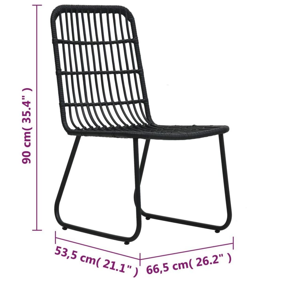 VIDAXL Chaises de jardin lot de 2 Resine tressee Noir