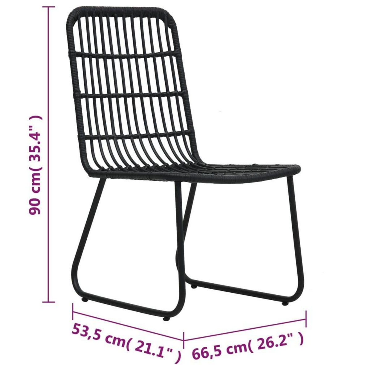 VIDAXL Chaises de jardin lot de 2 Resine tressee Noir